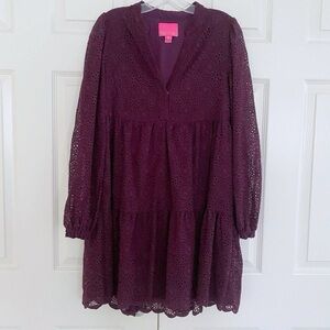 Lilly Pulitzer Winona Eyelet Swing Dress in Purple Cherry Ganache size small